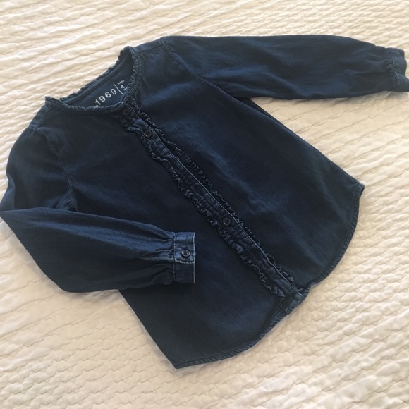 Gap 1989 Denim, Ruffled Blouse Top, Sz 3-4yrs - Picture 2 of 5